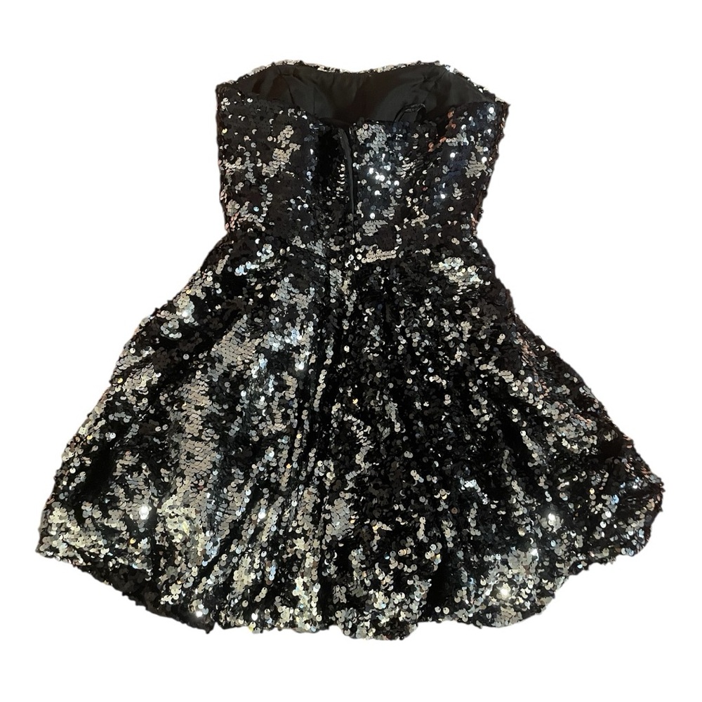 Mori Lee Black and Silver Sequin Dress - Picture 3 of 14